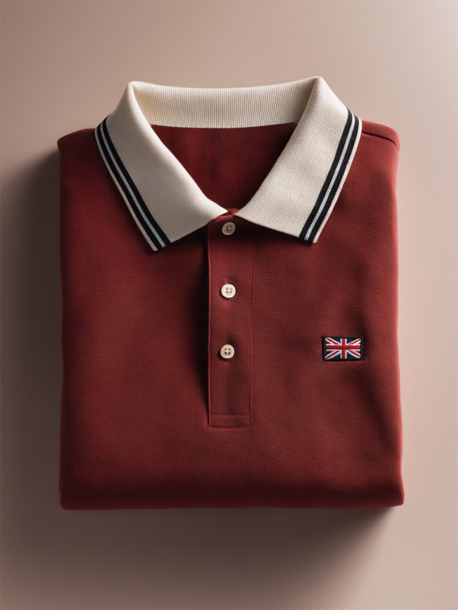 Camisa polo ejecutivo casual Union Jack Button de manga corta para hombre