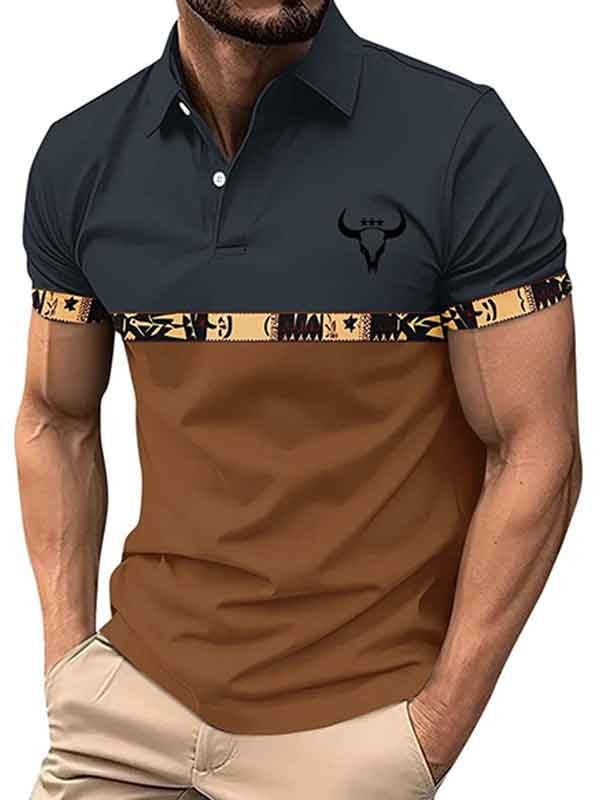Camisa polo ejecutivo casual a rayas Button de manga corta para hombre