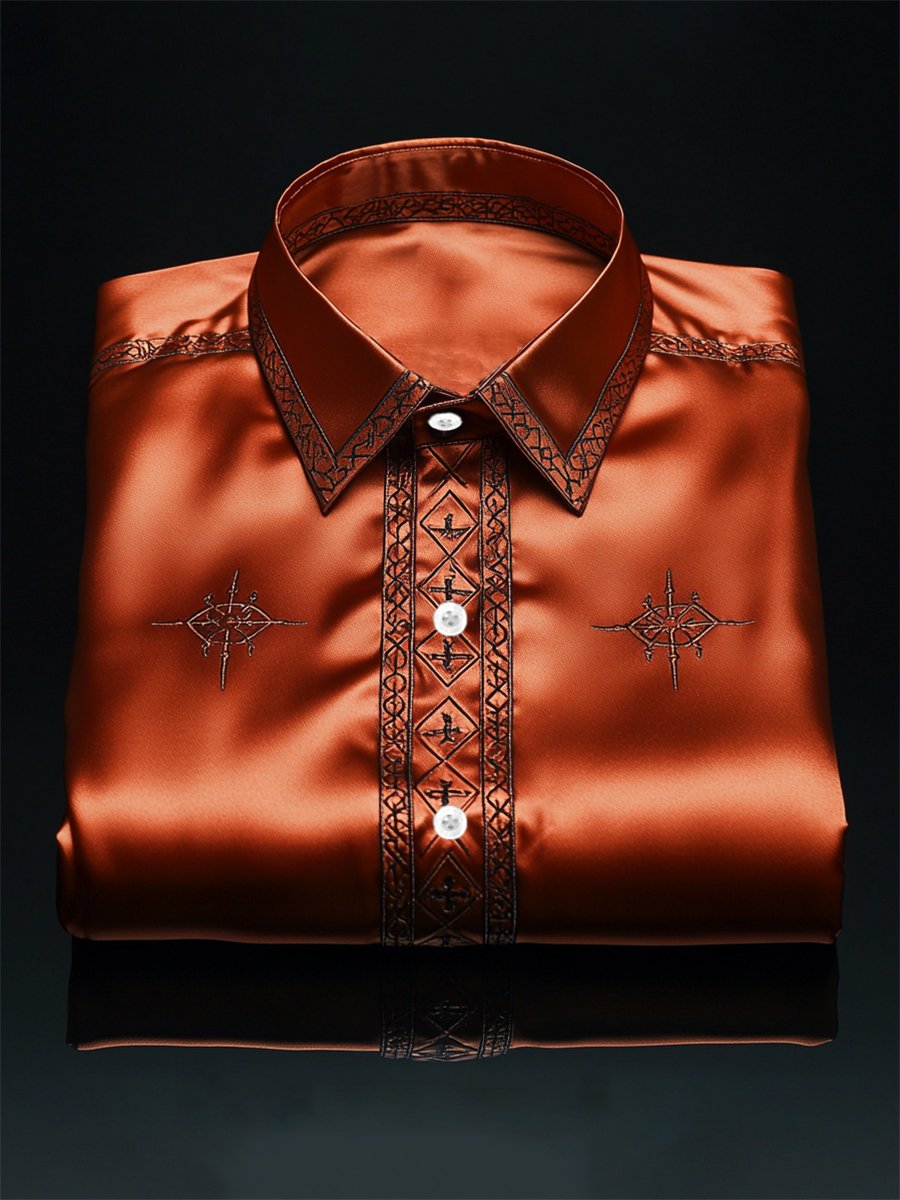 Camisa satén de lujo ejecutivo de manga larga para hombre