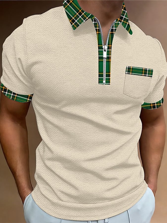 Camisa polo estampado Lapel Pullover casual para hombre