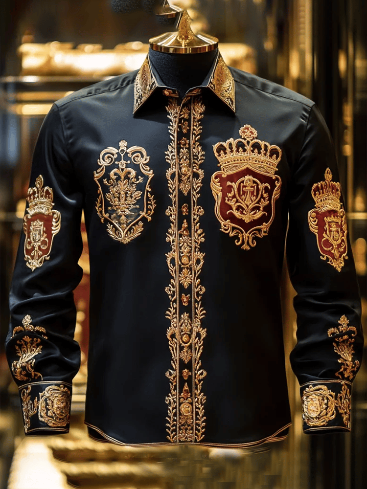 Camisa satén Luxe de manga larga con botones para hombre