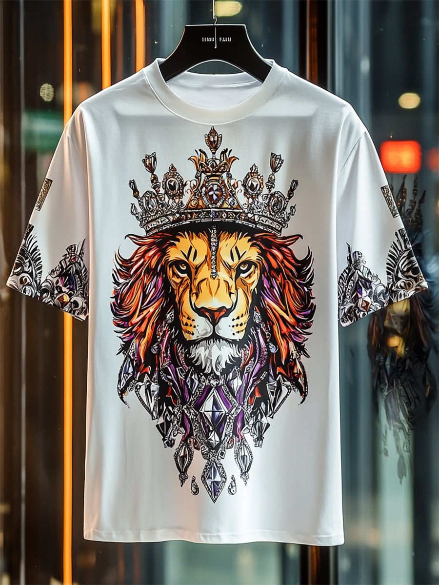 Camiseta ejecutivo de lujo estampado de algodón de manga corta para hombre