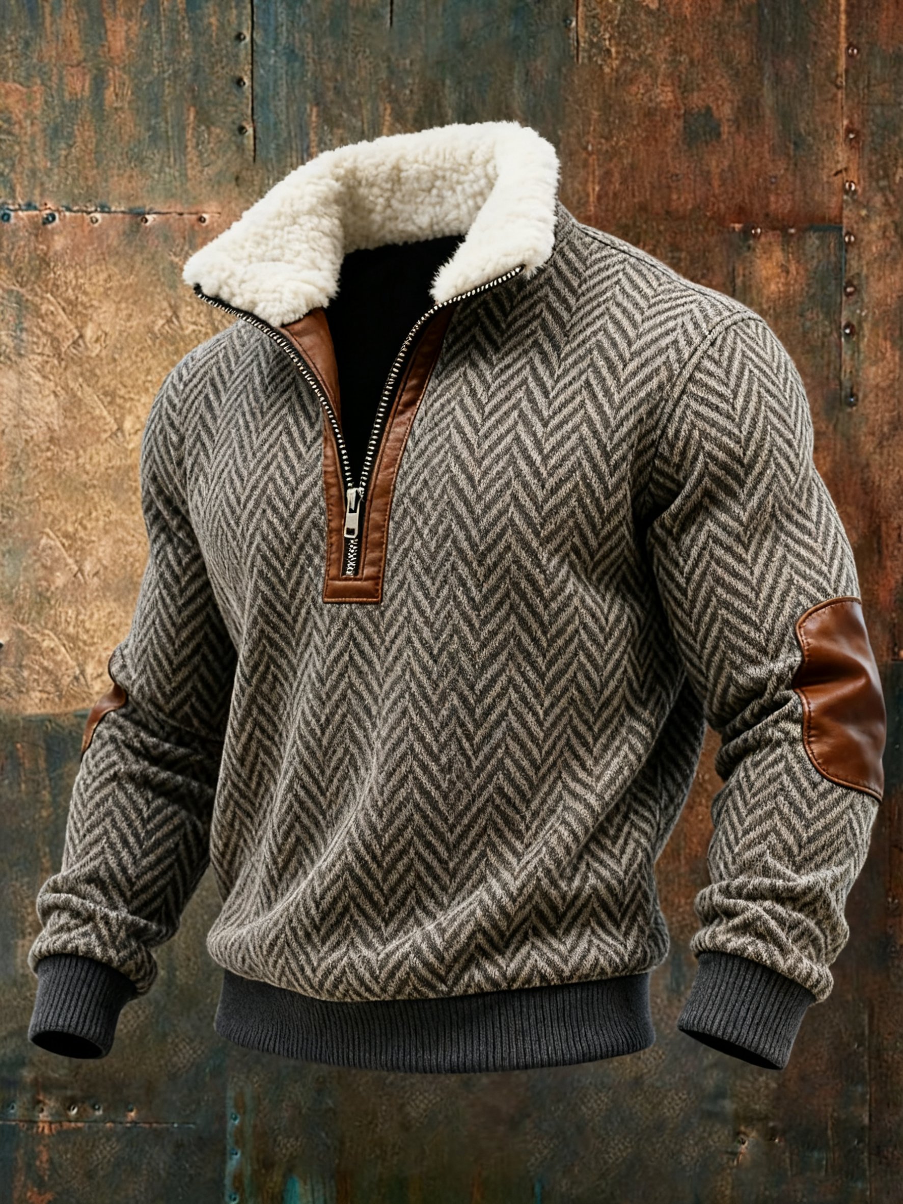 Sudadera geométrico estampado texturizado casual para hombre