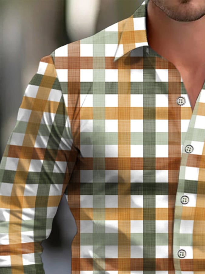 Camisa Check diseño estampado ejecutivo para hombre