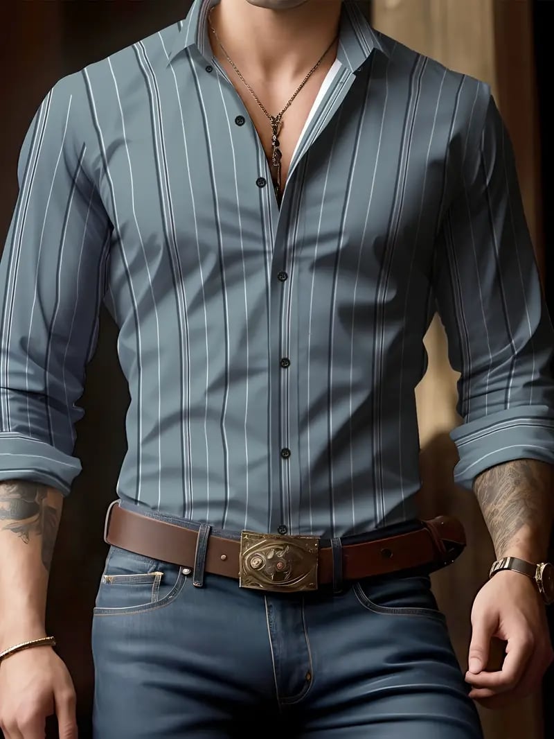 Camisa geométrico ejecutivo casual para hombre