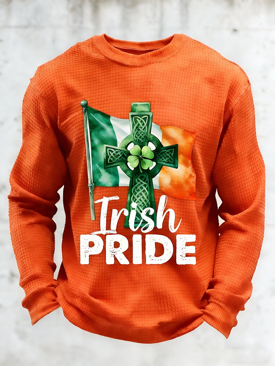 Camiseta vintage St. Patrick's Day estampado de manga larga para hombre