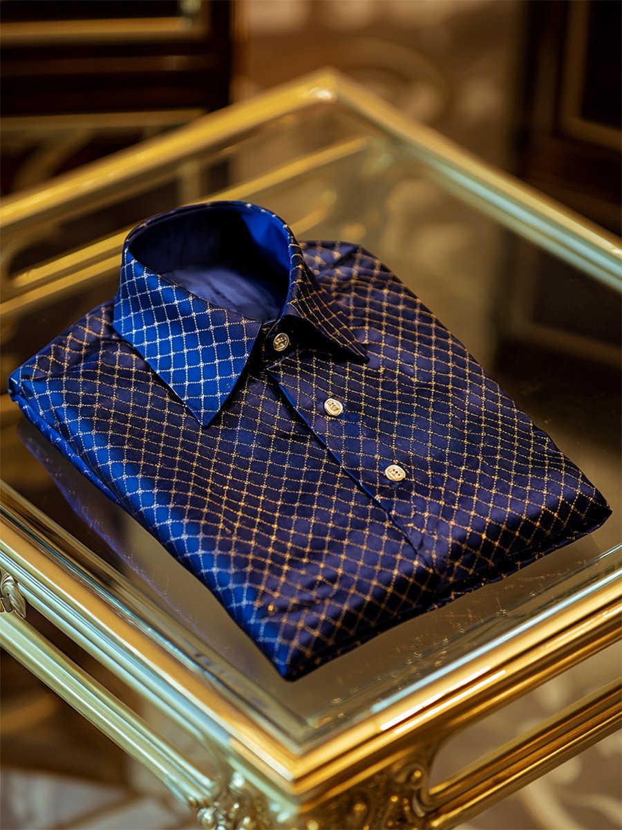 Camisa satén Luxe de manga larga con botones para hombre