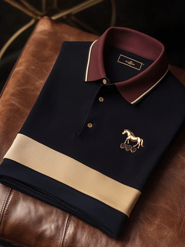 Camisa polo vintage ejecutivo de manga larga para hombre