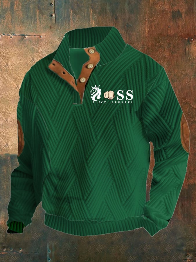 Sudadera retro Letter Design jacquard a cuadros Fabric casual para hombre