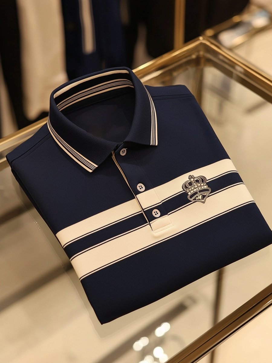 Camisa polo vintage ejecutivo de manga larga para hombre