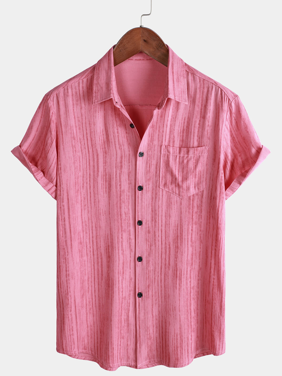 Camisa transpirable de manga corta Pocket Black a rayas para hombre