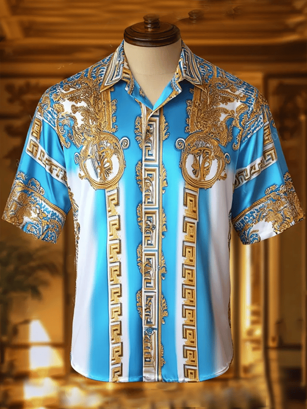 Camisa ejecutivo Luxe estampado de manga corta para hombre