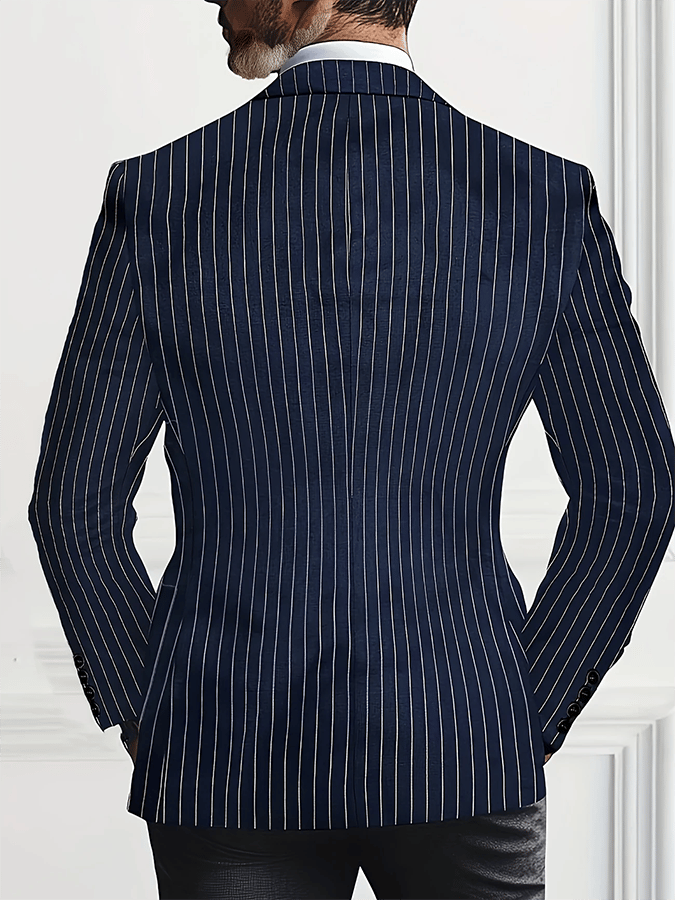 De modaable rayas Design Single-Breasted bolsillo Design casual Suit para hombre