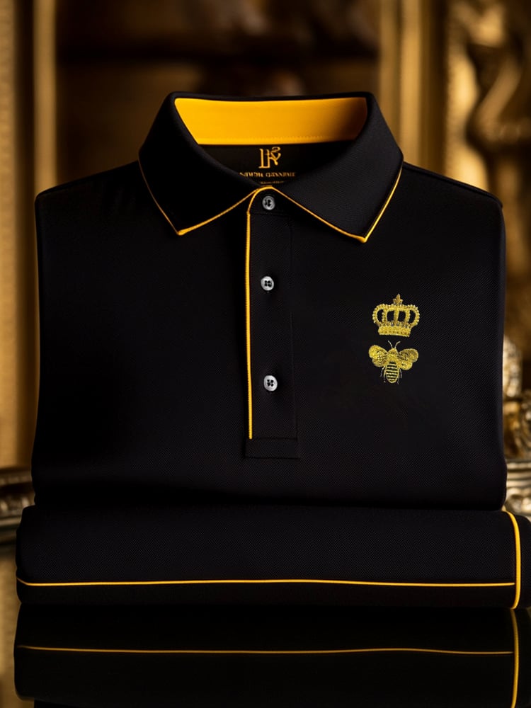 Camisa polo clásico ejecutivo Check Logo Button de manga corta para hombre