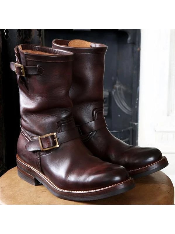 Botas Autumn and winter round toe mid-tube para hombre