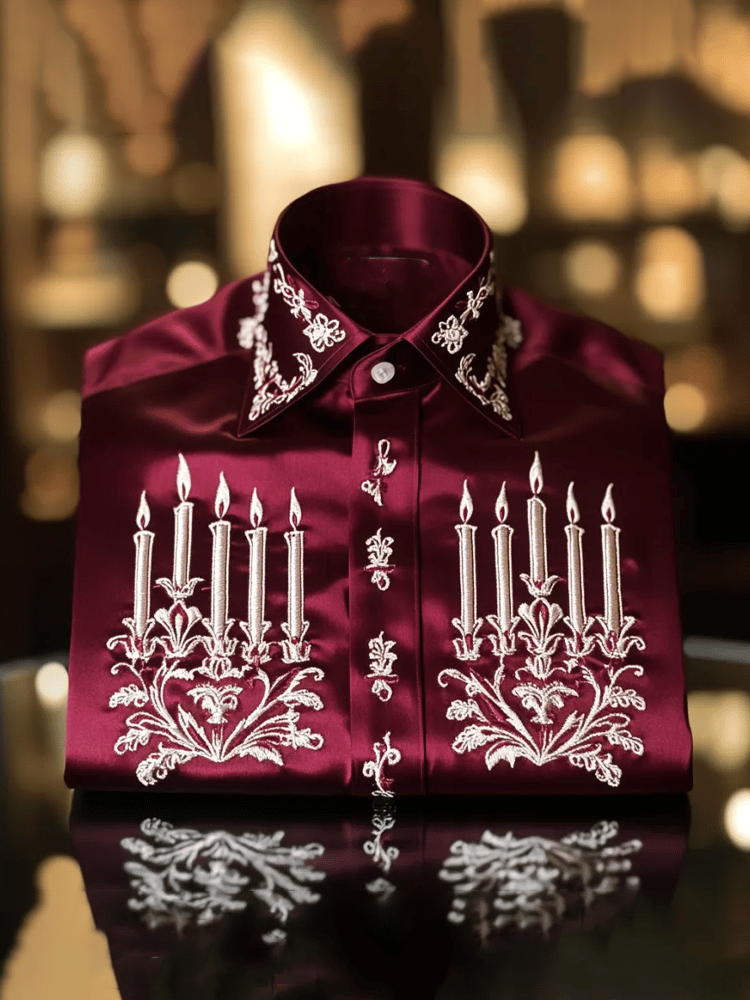 Camisa de lujo Romantic Christmas estampado de manga larga para hombre