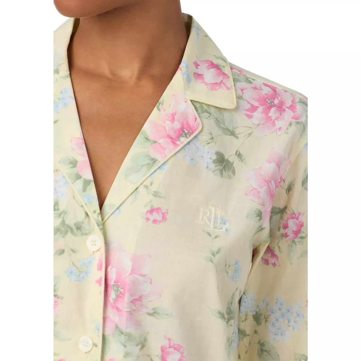 Long Sleeve Notch Collar Long Pant Pajama Set - 3