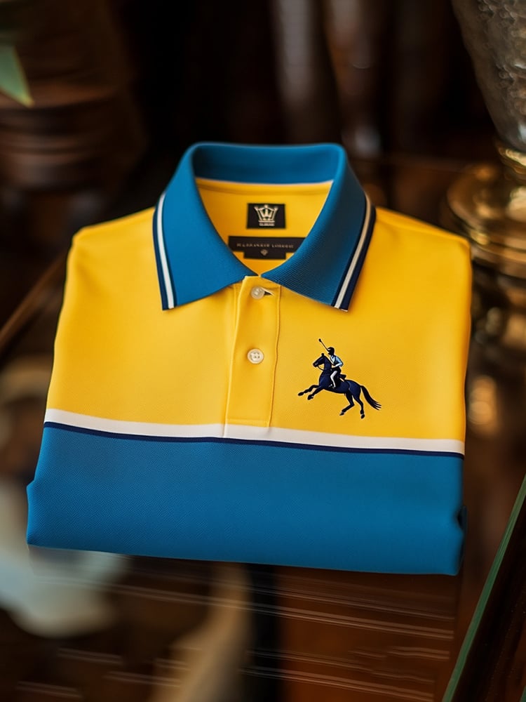 Camisa polo clásico ejecutivo Check Logo Button de manga corta para hombre