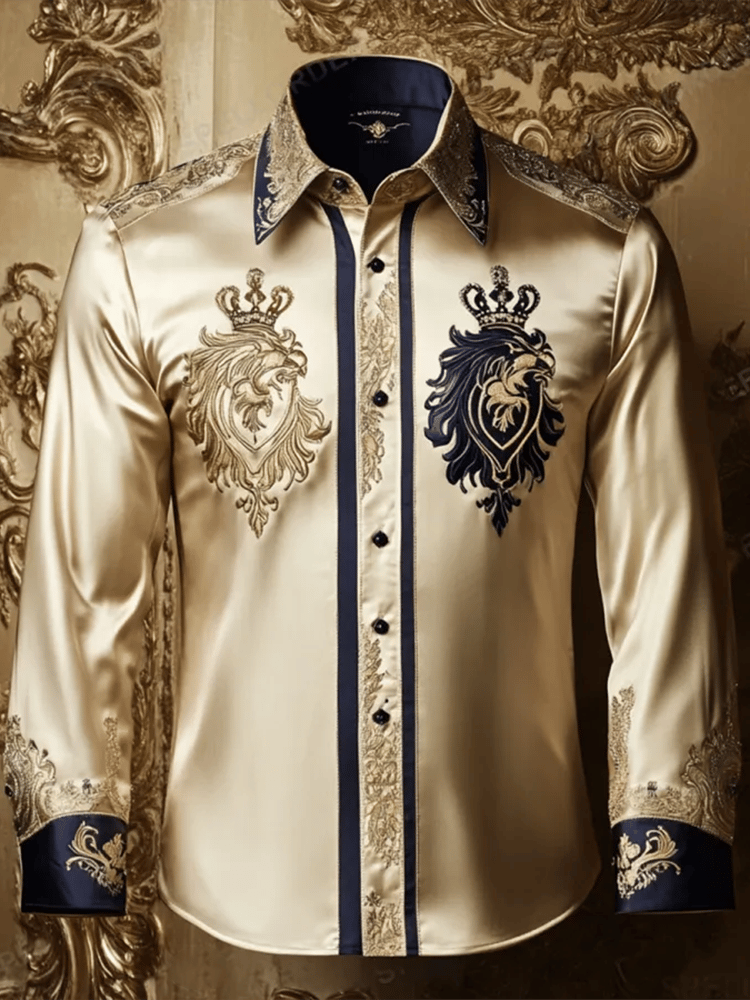 Camisa satén Luxe de manga larga con botones para hombre