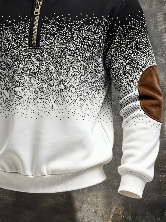 Sudadera retro en bloques de color estampado Color-Blocked con cierre para hombre