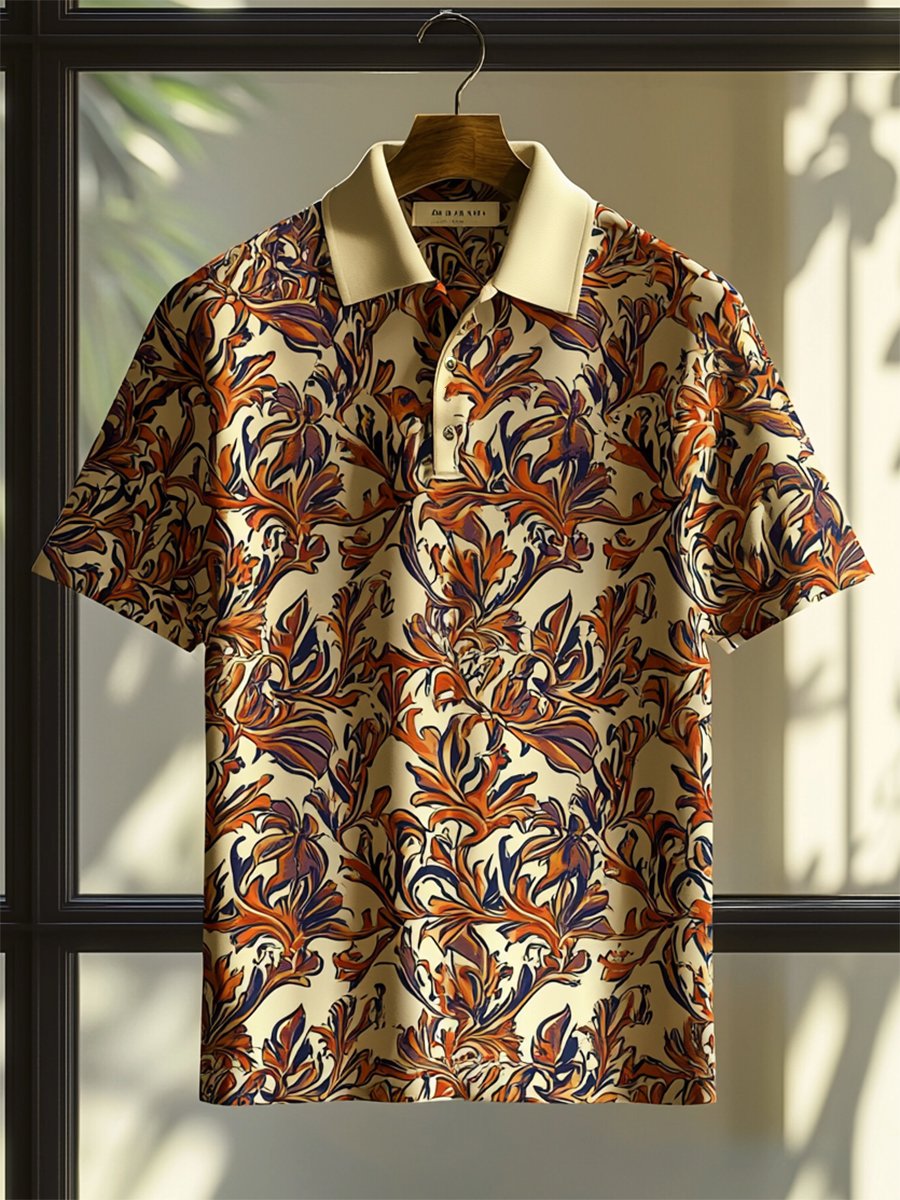 Camisa polo casual ejecutivo Palace Style Button de manga corta para hombre