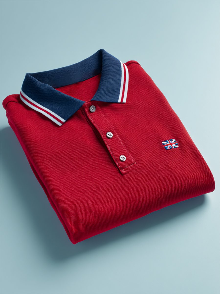Camisa polo ejecutivo casual Union Jack Button de manga corta para hombre