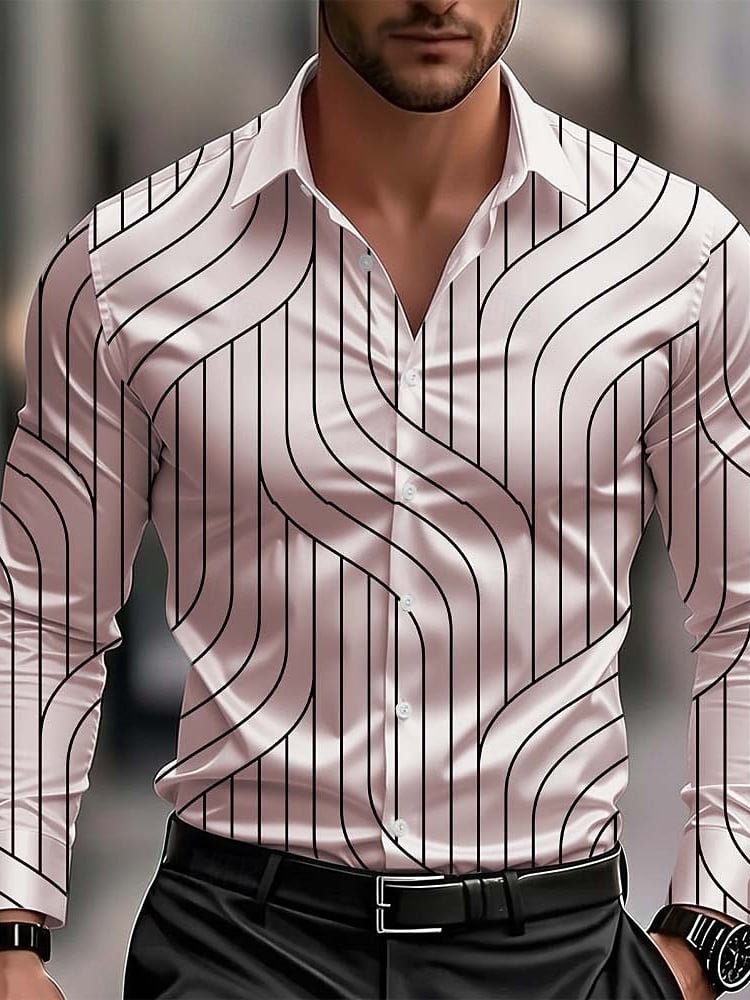 para hombre Geometric Pattern Waves Abstract Arcamiseta para hombre de lujo ejecutivo de manga larga camisa