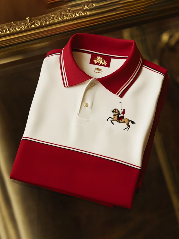 Camisa polo clásico ejecutivo Check Logo Button de manga corta para hombre