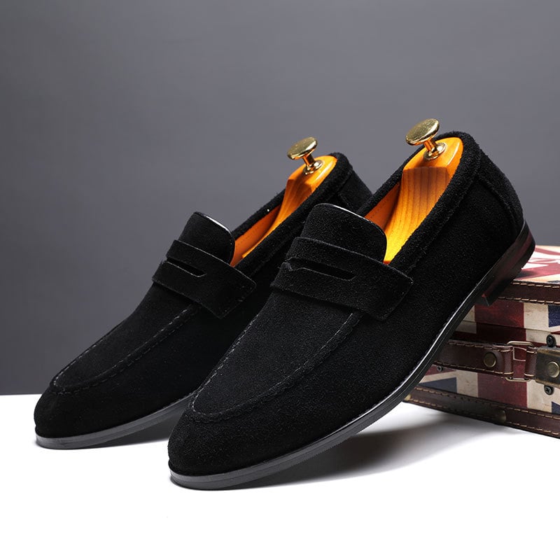 Zapatos Pointed Head Frosted Overzapatos ejecutivo casual Slip-On para hombre