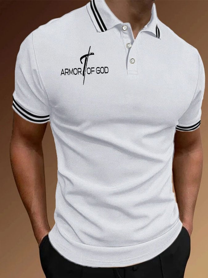 Camisa polo ARMOR OF GOD Cross estampado casual para hombre