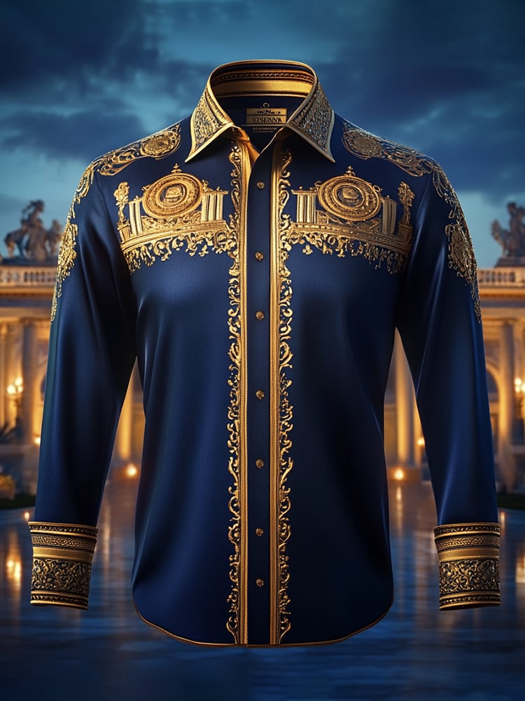 Camisa satén Luxe de manga larga con botones para hombre
