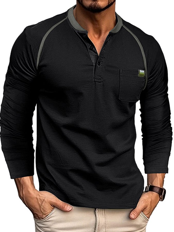 Camisa polo Sports casual Raglan Sleeve Half Button