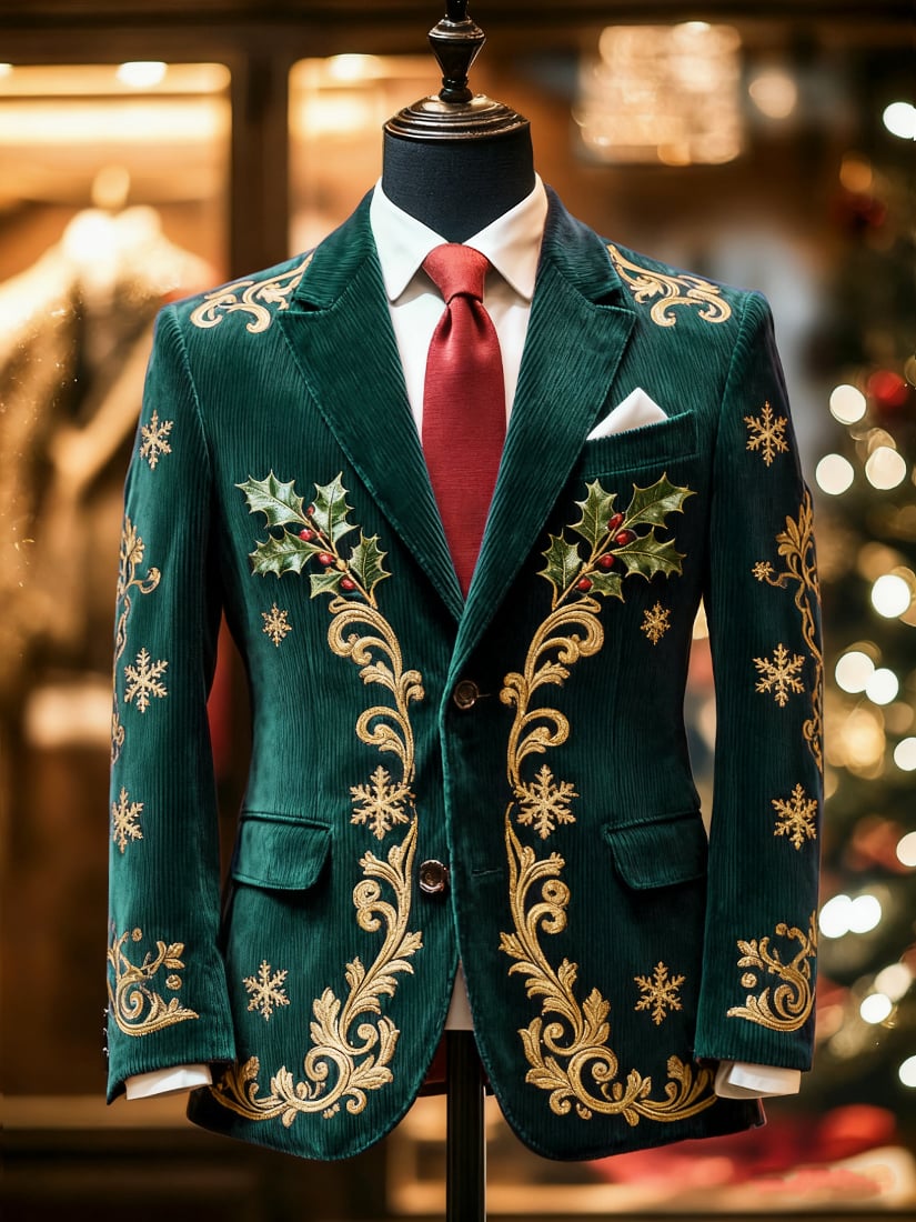 Saco vintage casual Christmas Party pana para hombre