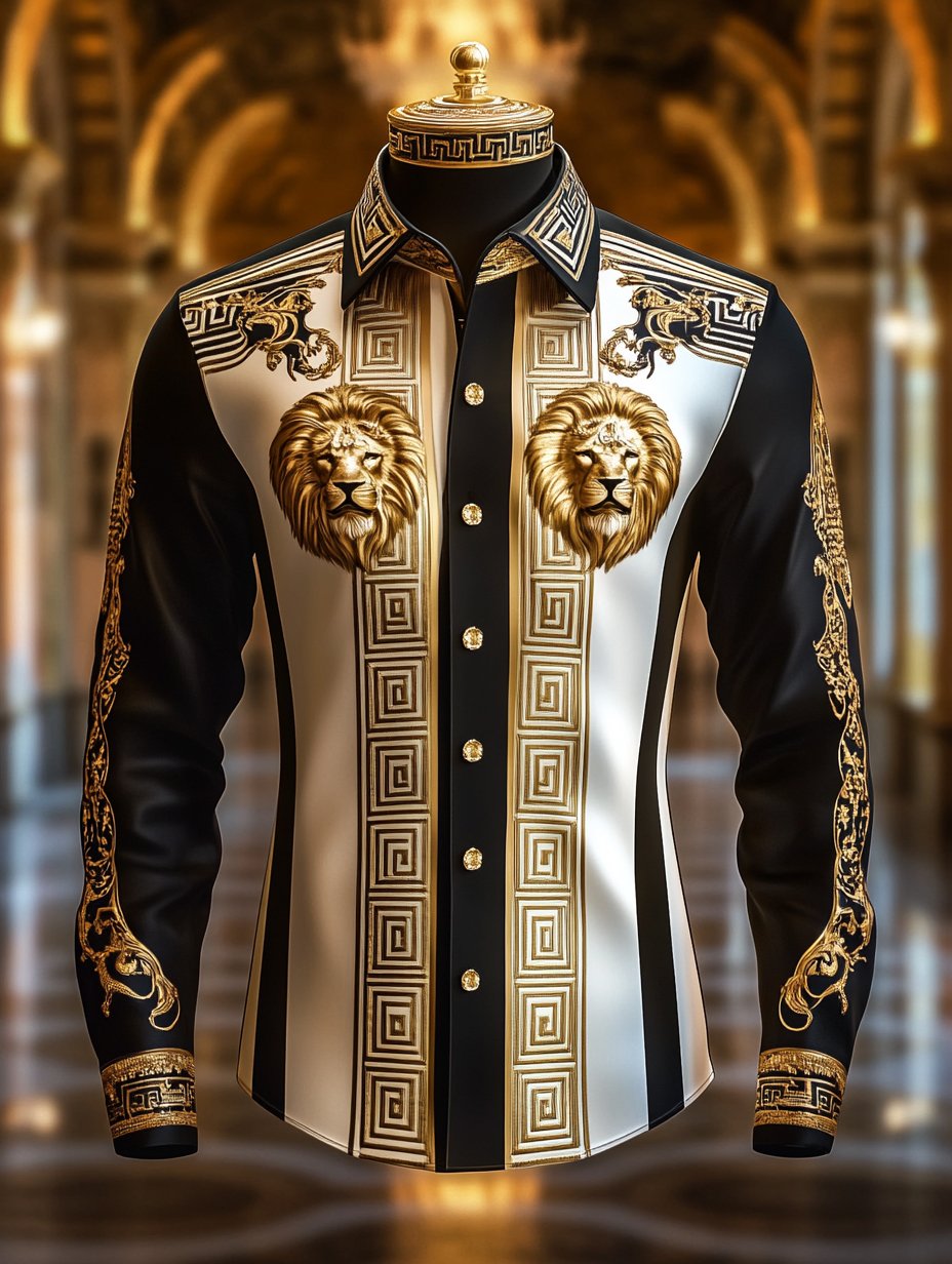 Camisa satén Luxe de manga larga con botones para hombre