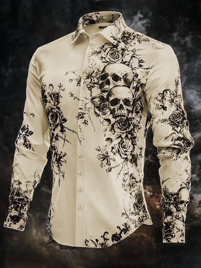 Camisa vintage Art Skull para hombre