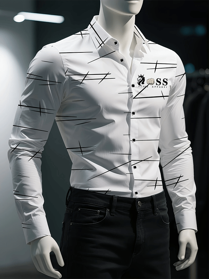 Camisa retro ejecutivo Design estampado casual para hombre