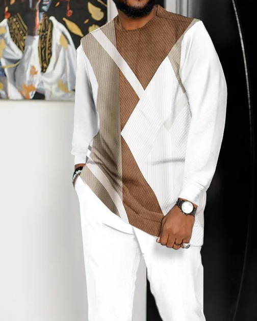 Casual en bloques de coloring de manga larga Walking Suit-007 para hombre