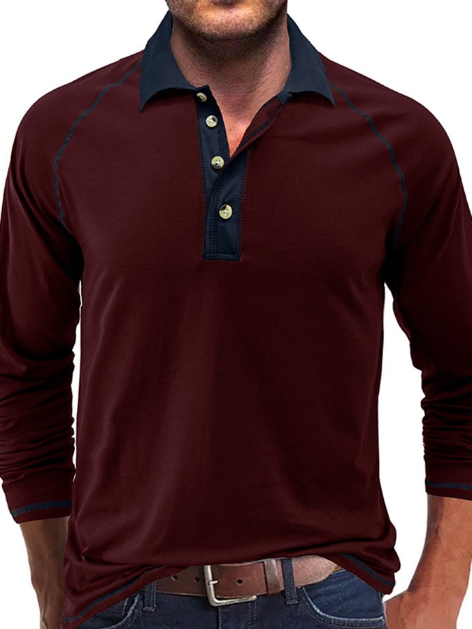 Camisa polo Athletic casual Raglan Sleeve Half Button