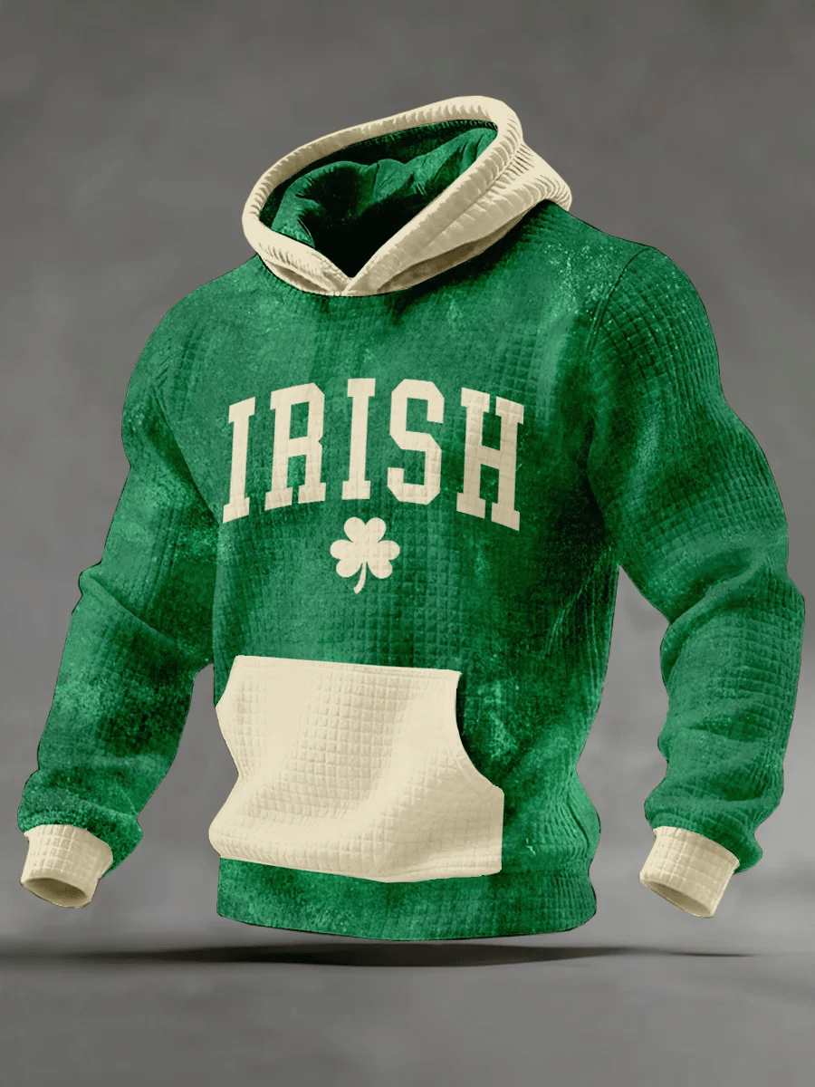 Sudadera St. Patrick's Day estampado con gorrasucha para hombre