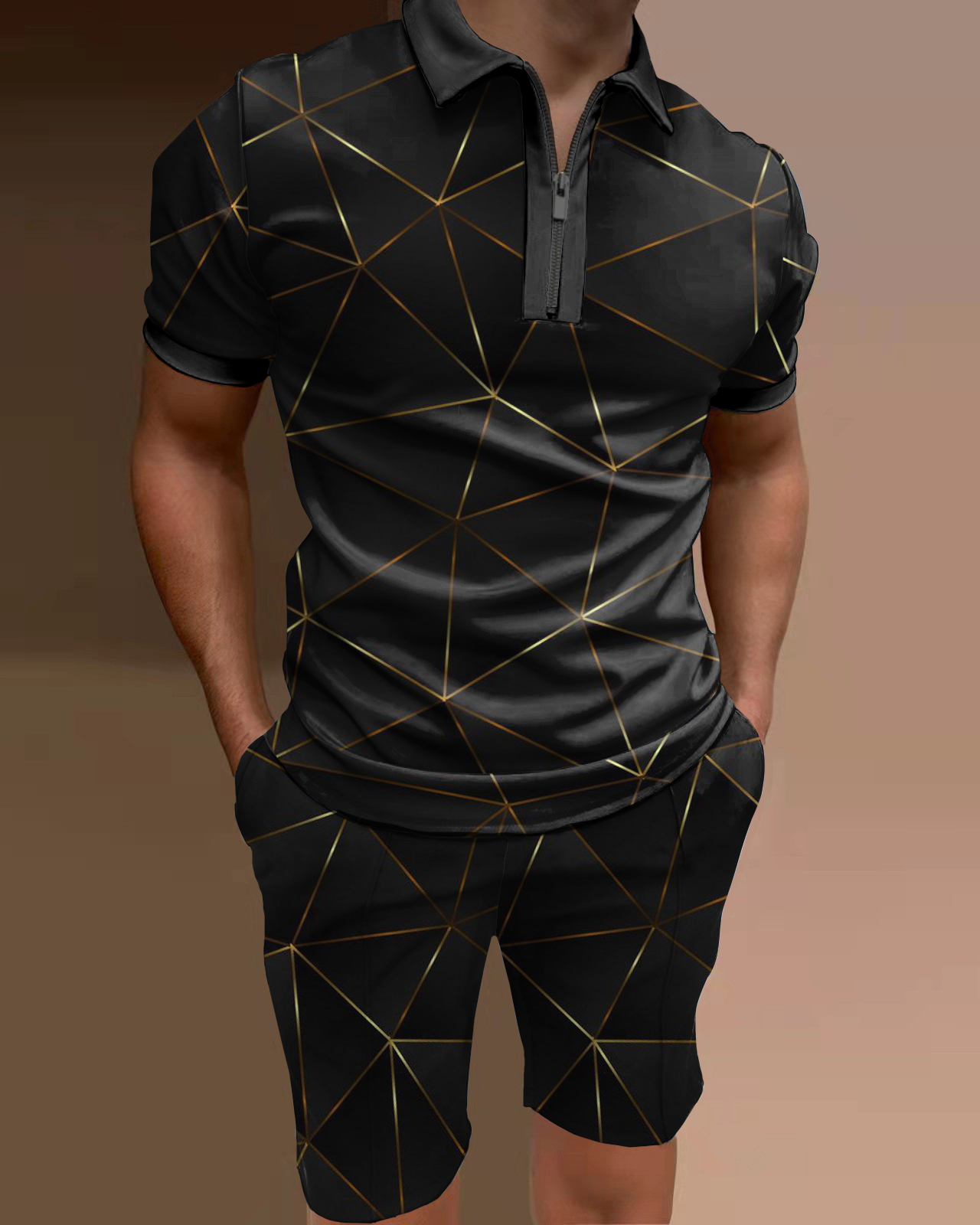 Conjunto de dos piezas camisa polo gradient estampado para hombre