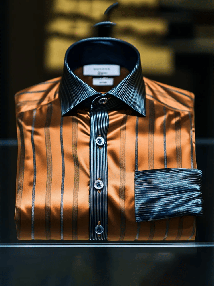 Camisa satén Luxe de manga larga con botones para hombre