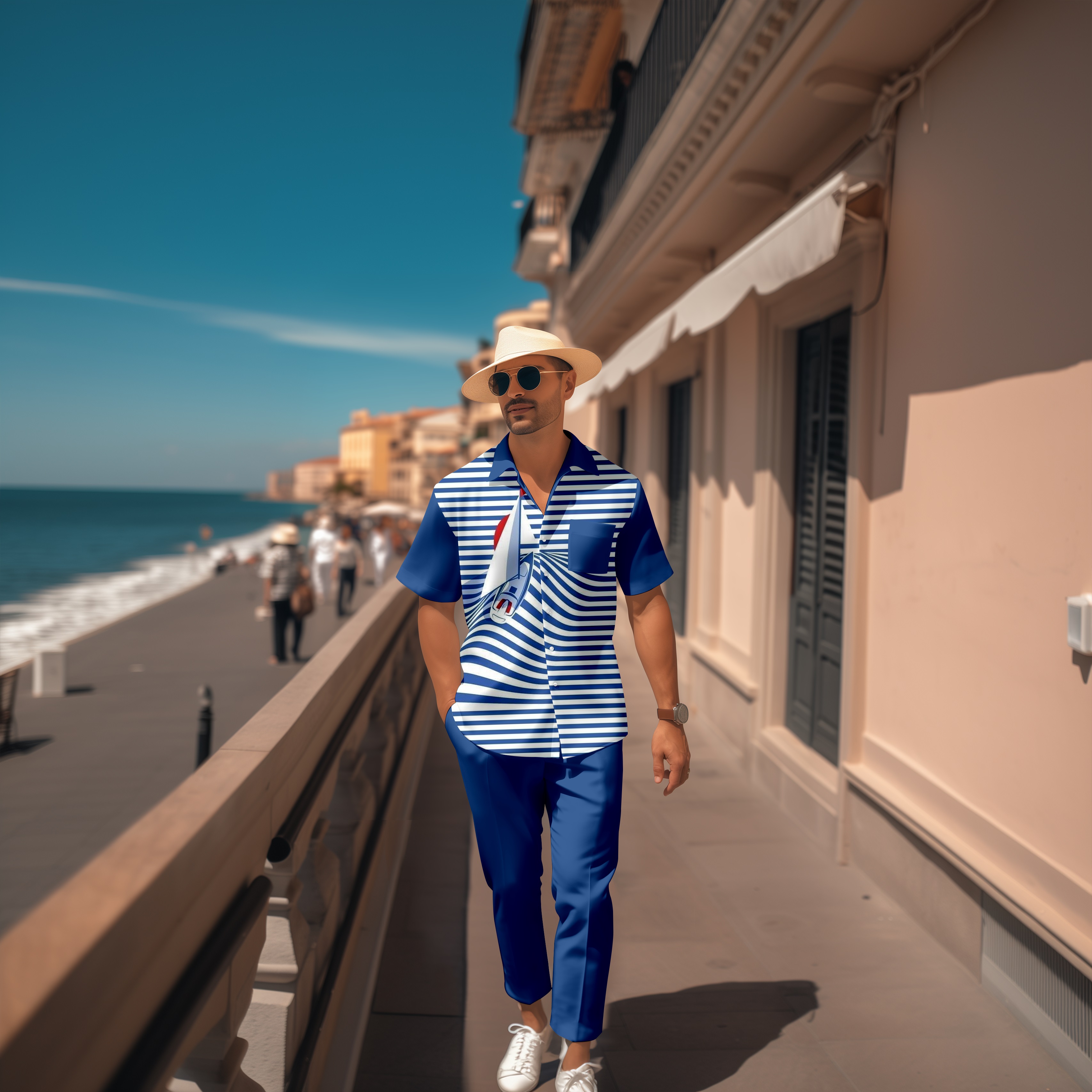 Camisa retro a cuadros Colorblock de manga corta Walking Suit 1652 para hombre