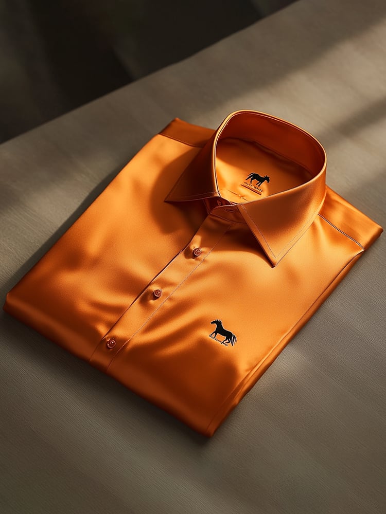 Camisa satén Luxe de manga larga con botones para hombre