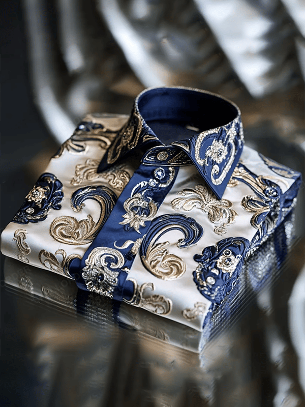 Camisa satén Luxe de manga larga con botones para hombre