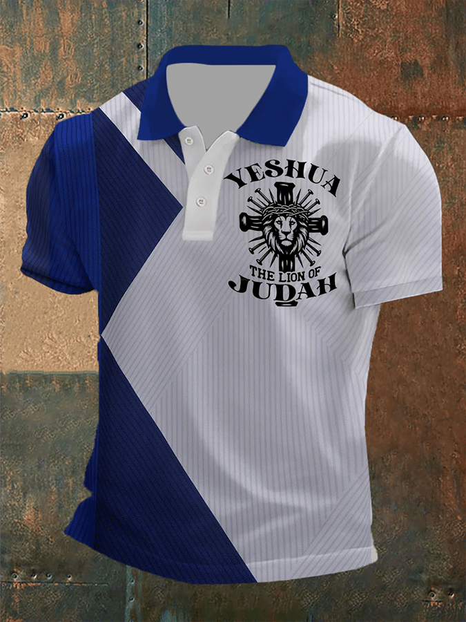 Camisa polo retro Faith casual estampado para hombre