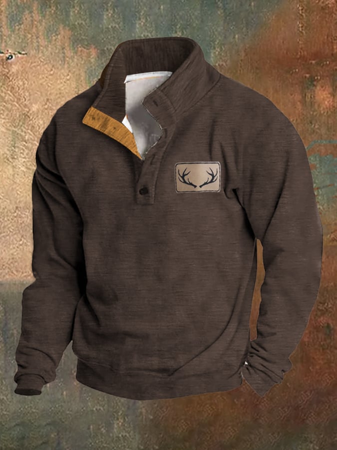 Sudadera polar vintage Western Antler Hunting Enthusiast Stand cuello para hombre