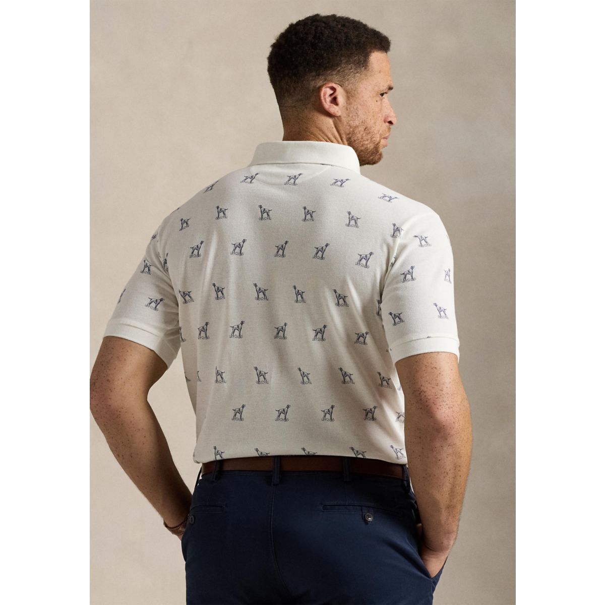 Big & Tall Dog-Print Mesh Polo Shirt - 2