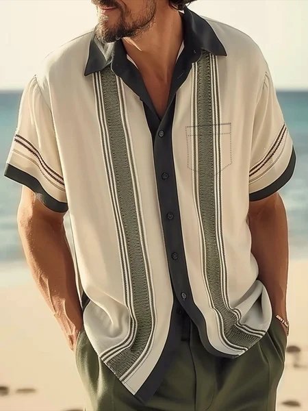 Camisa Moisture Wicking a rayas casual Guayabera