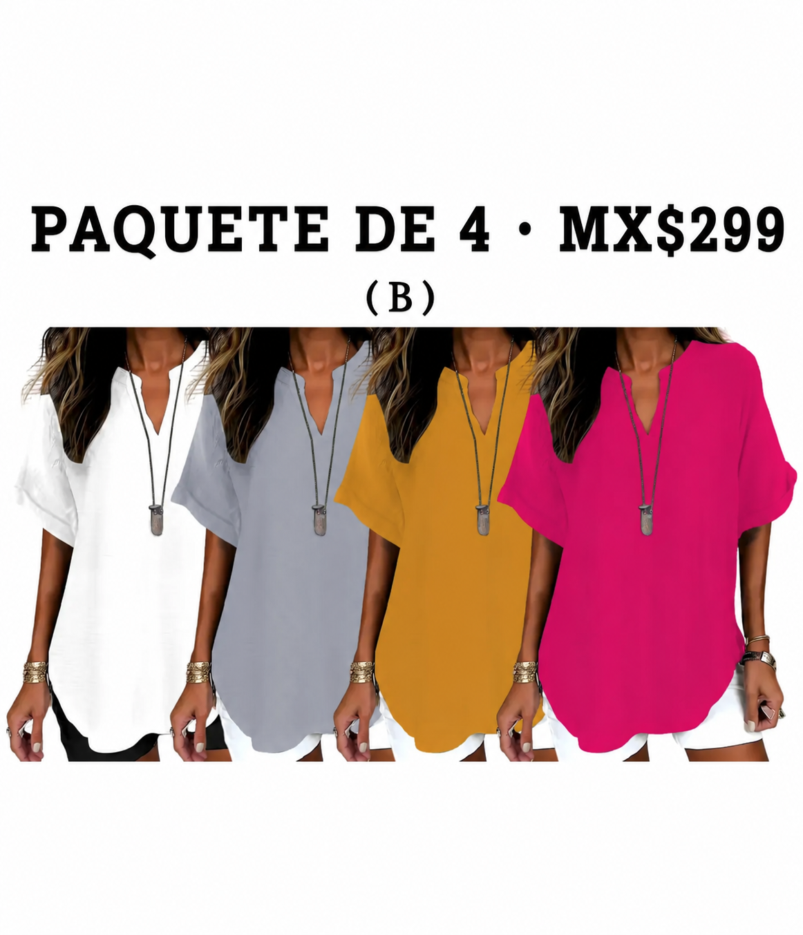 Blusa lisa de manga corta para mujer · vista 4