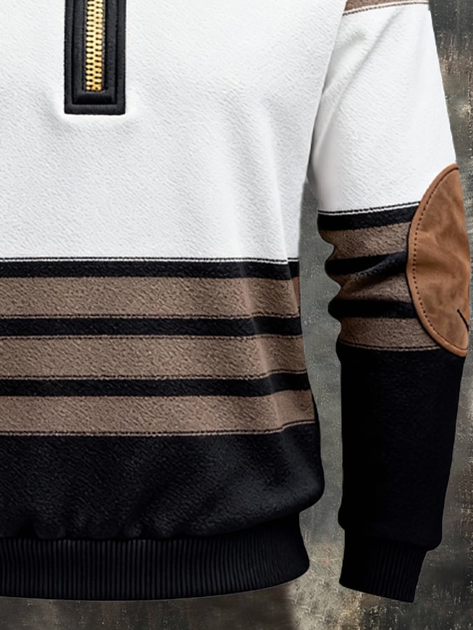 Sudadera retro en bloques de color estampado cierre para hombre